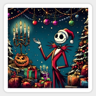 Elevate Your Holidays: Unique Jack Skellington Christmas Art for a Whimsical Celebration! Sticker